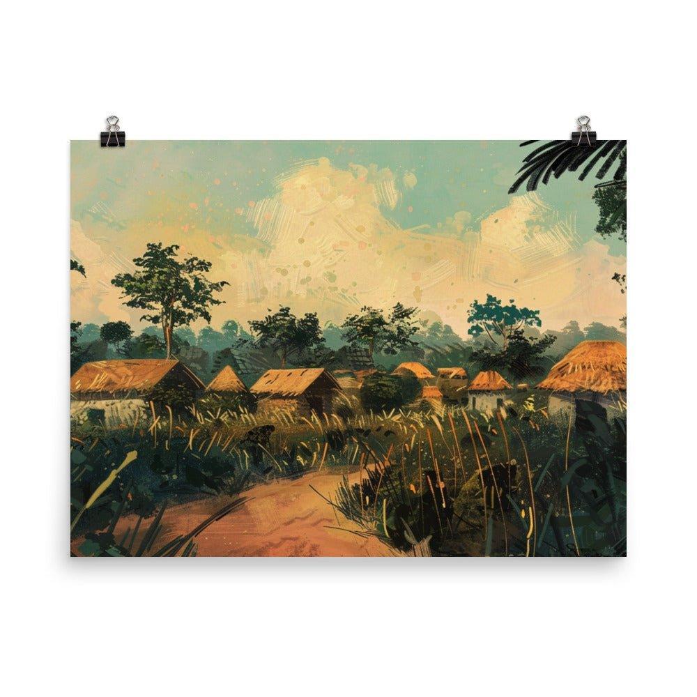 Benin Village Scene Acrylic Painting Poster - Oh Posters