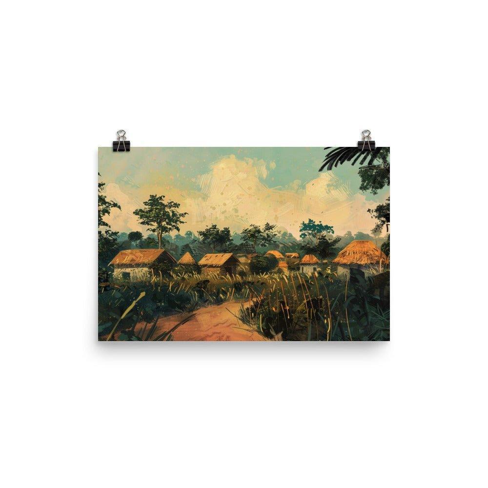 Benin Village Scene Acrylic Painting Poster - Oh Posters