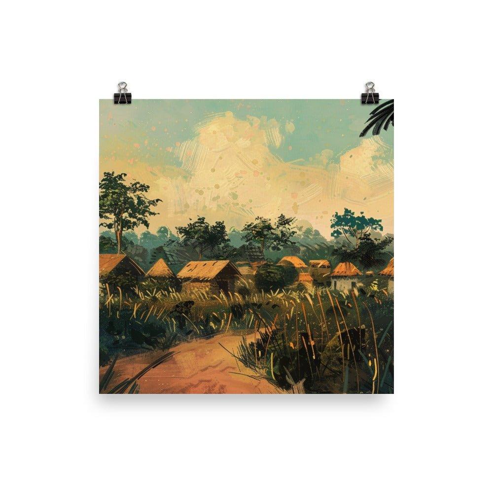 Benin Village Scene Acrylic Painting Poster - Oh Posters