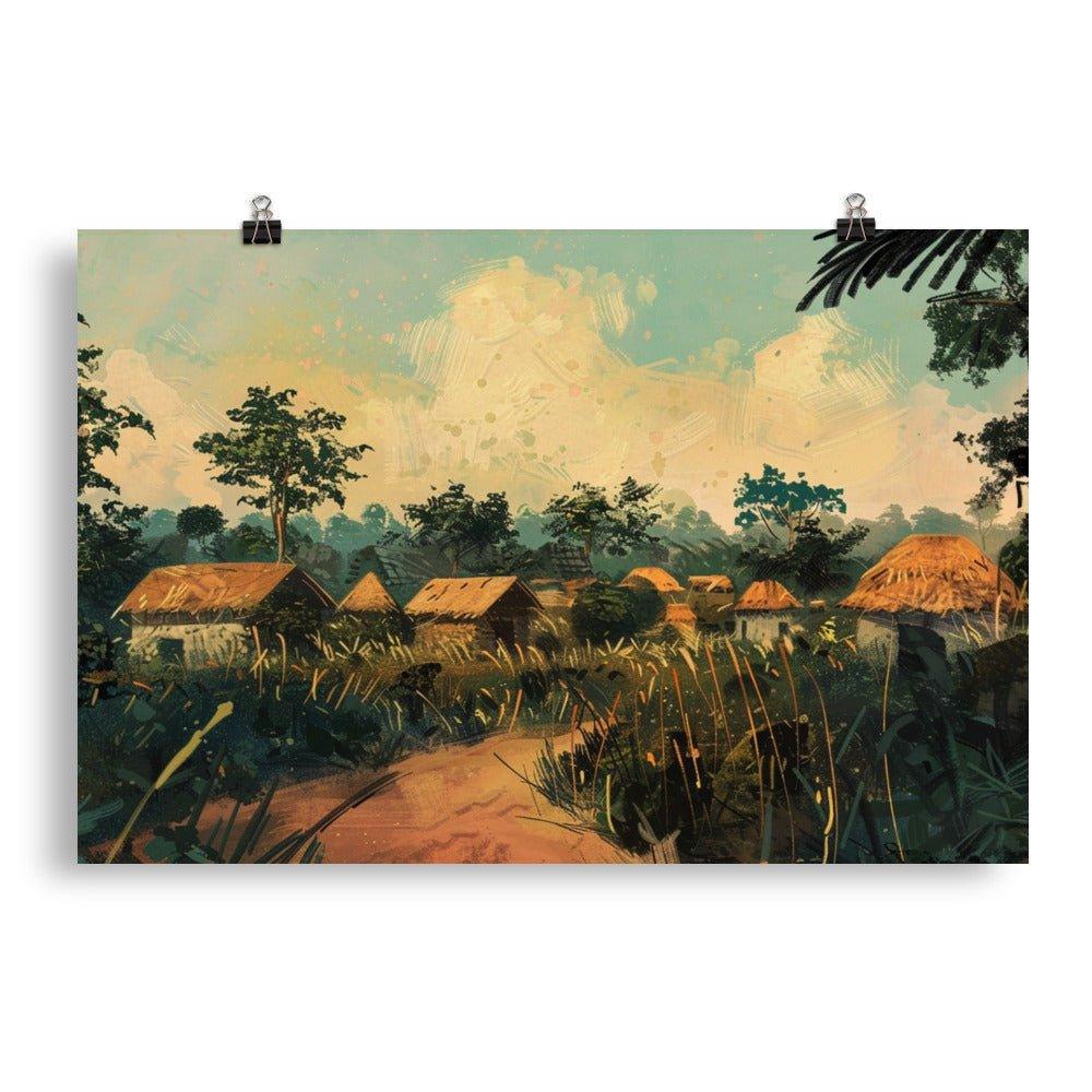 Benin Village Scene Acrylic Painting Poster - Oh Posters