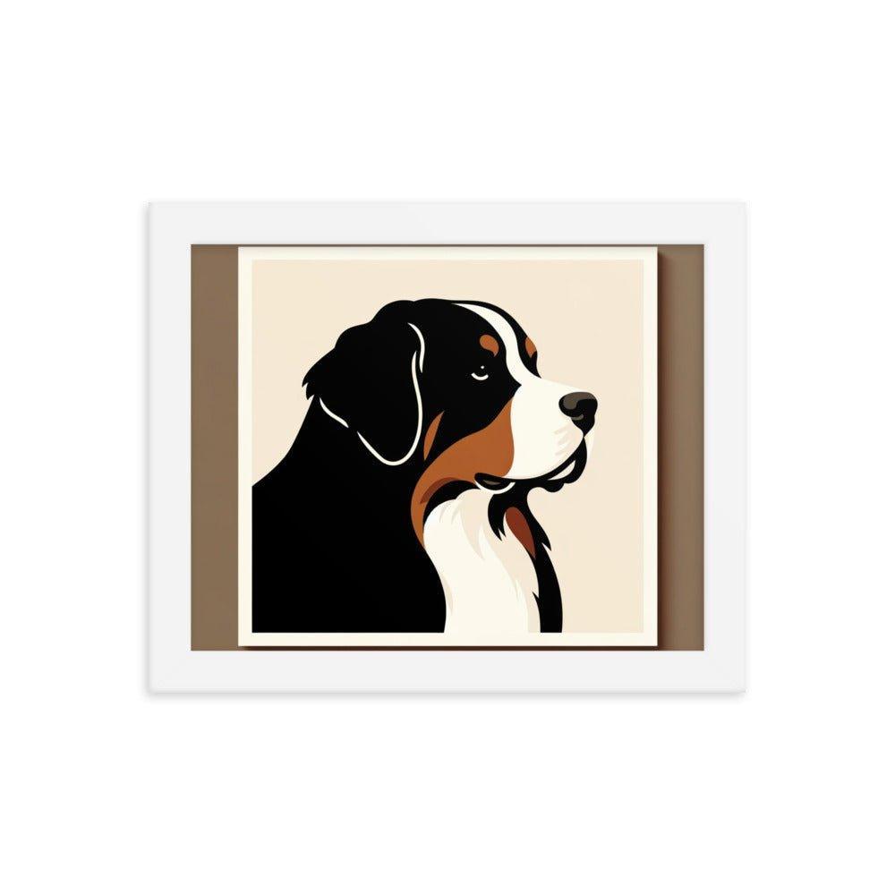 Bernese Mountain Dog Modern Portrait Art Framed Poster - Oh Posters