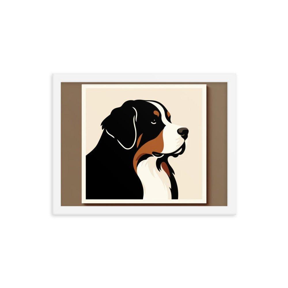 Bernese Mountain Dog Modern Portrait Art Framed Poster - Oh Posters