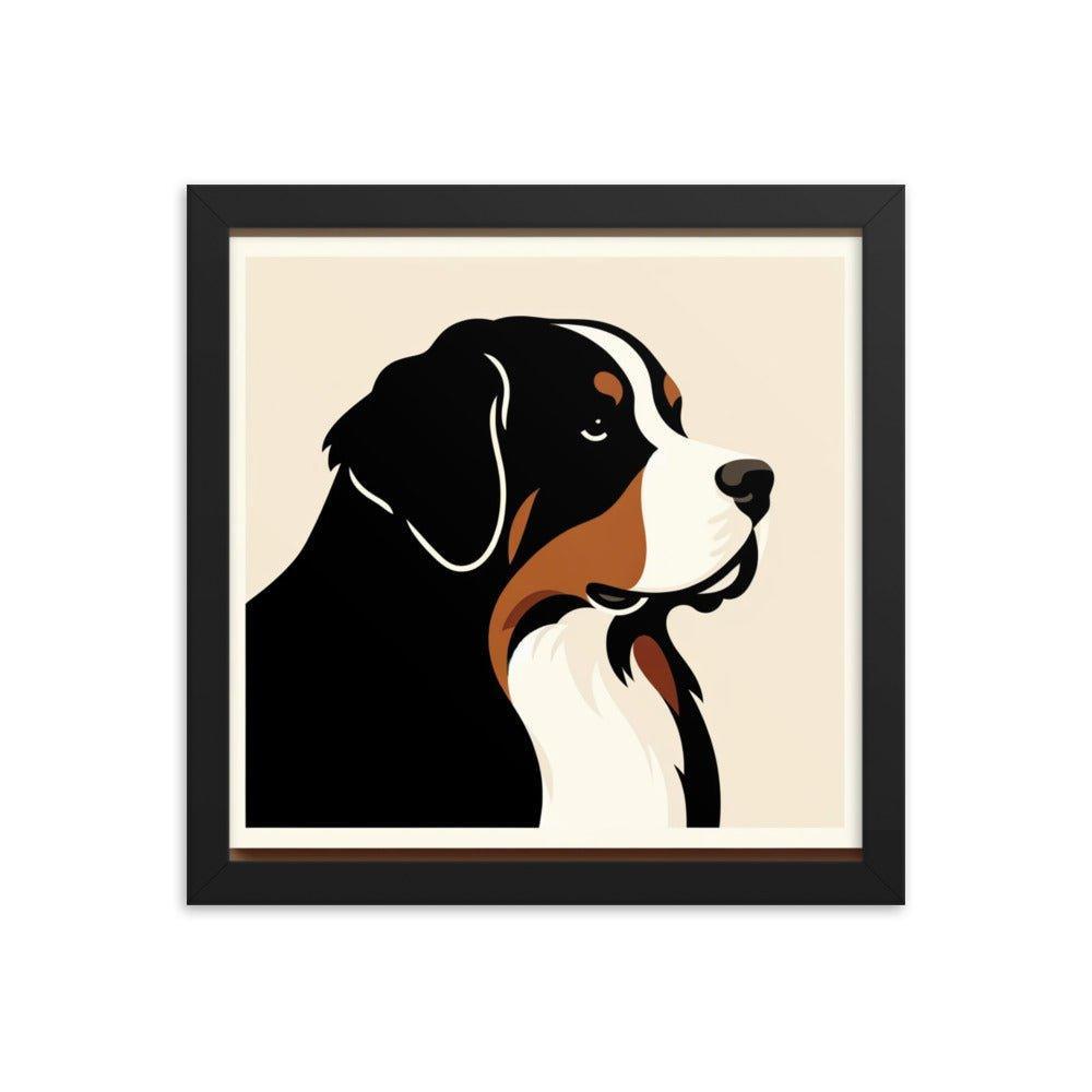 Bernese Mountain Dog Modern Portrait Art Framed Poster - Oh Posters