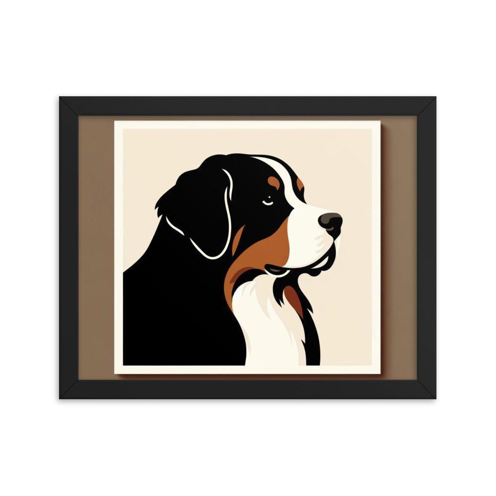 Bernese Mountain Dog Modern Portrait Art Framed Poster - Oh Posters