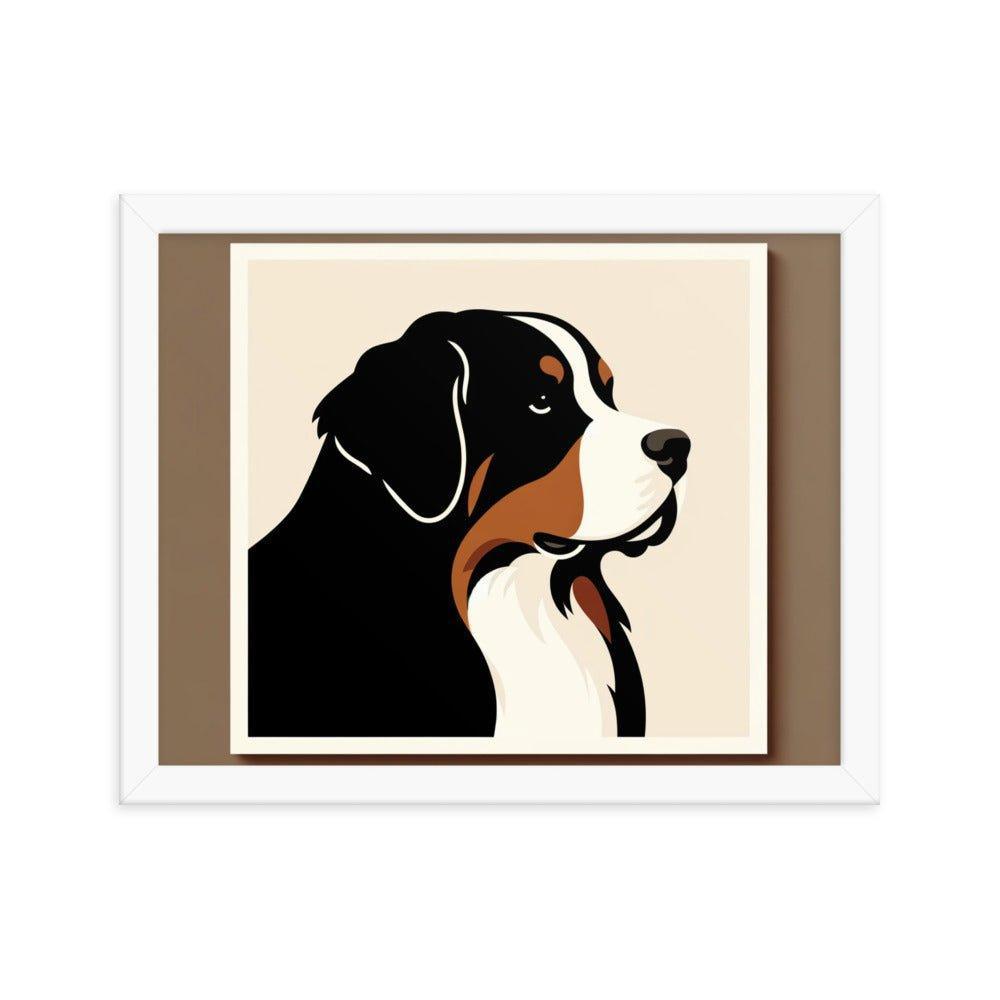 Bernese Mountain Dog Modern Portrait Art Framed Poster - Oh Posters