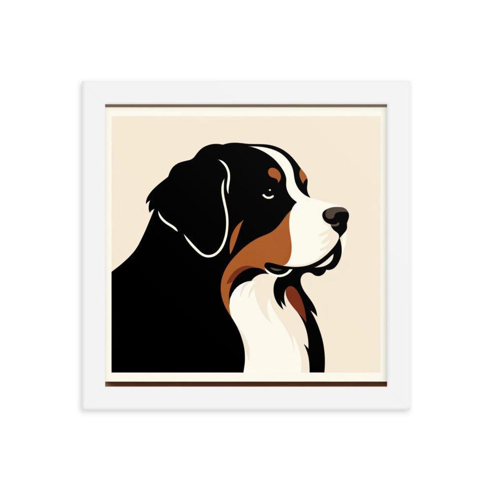 Bernese Mountain Dog Modern Portrait Art Framed Poster - Oh Posters