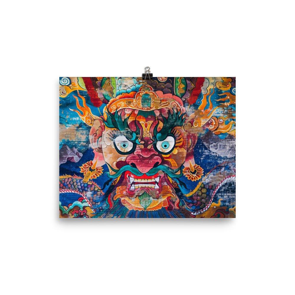 Bhutanese Guardian Deity Cultural Mural Art Poster - Oh Posters