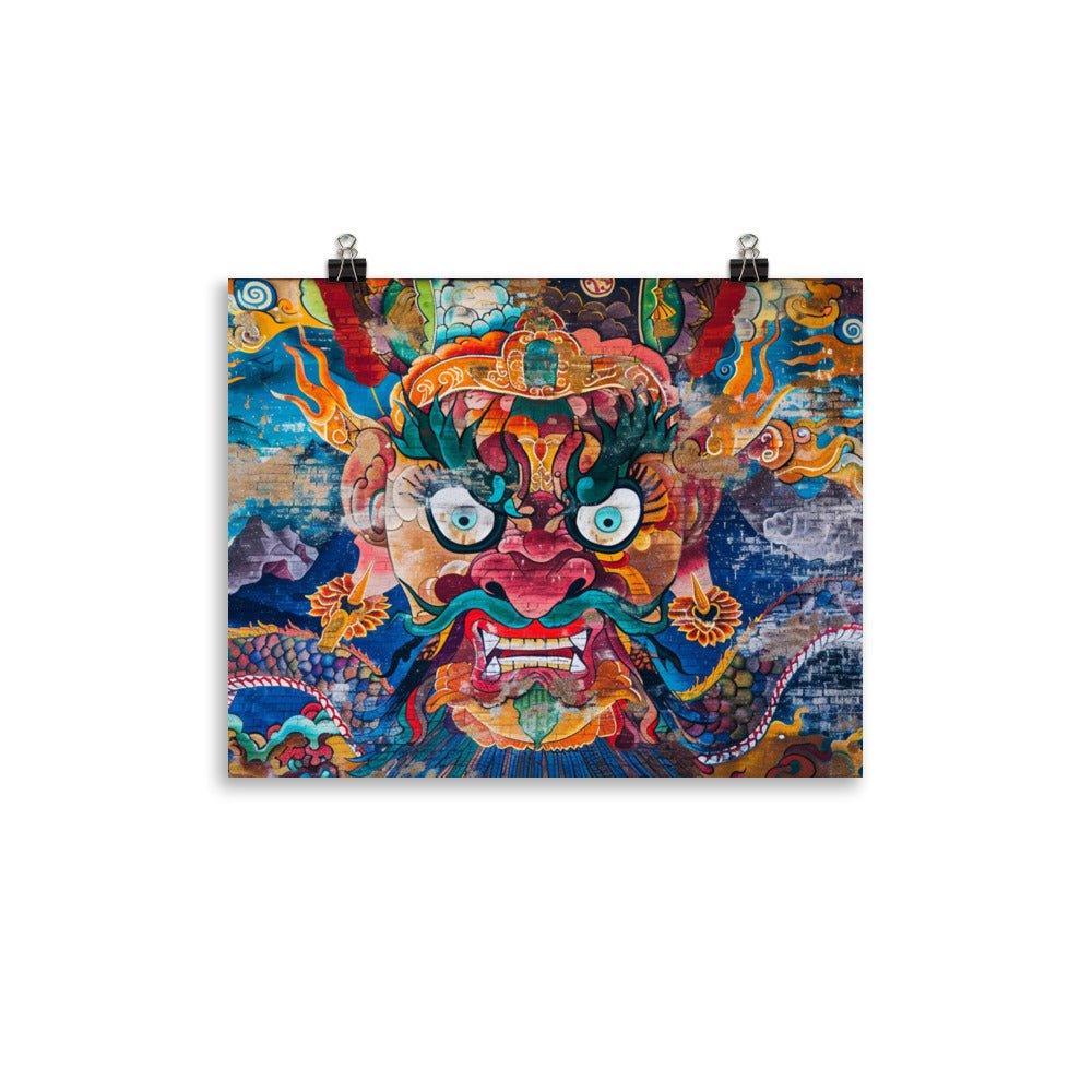 Bhutanese Guardian Deity Cultural Mural Art Poster - Oh Posters