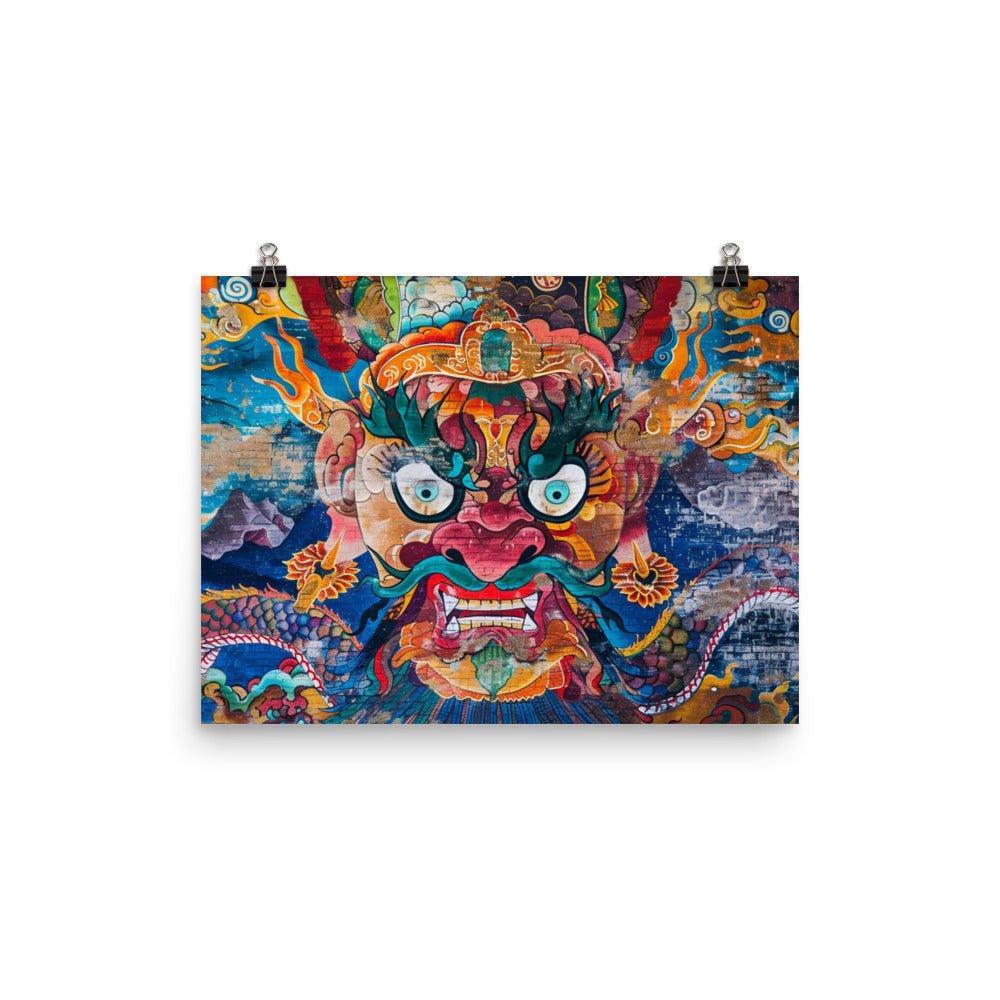 Bhutanese Guardian Deity Cultural Mural Art Poster - Oh Posters