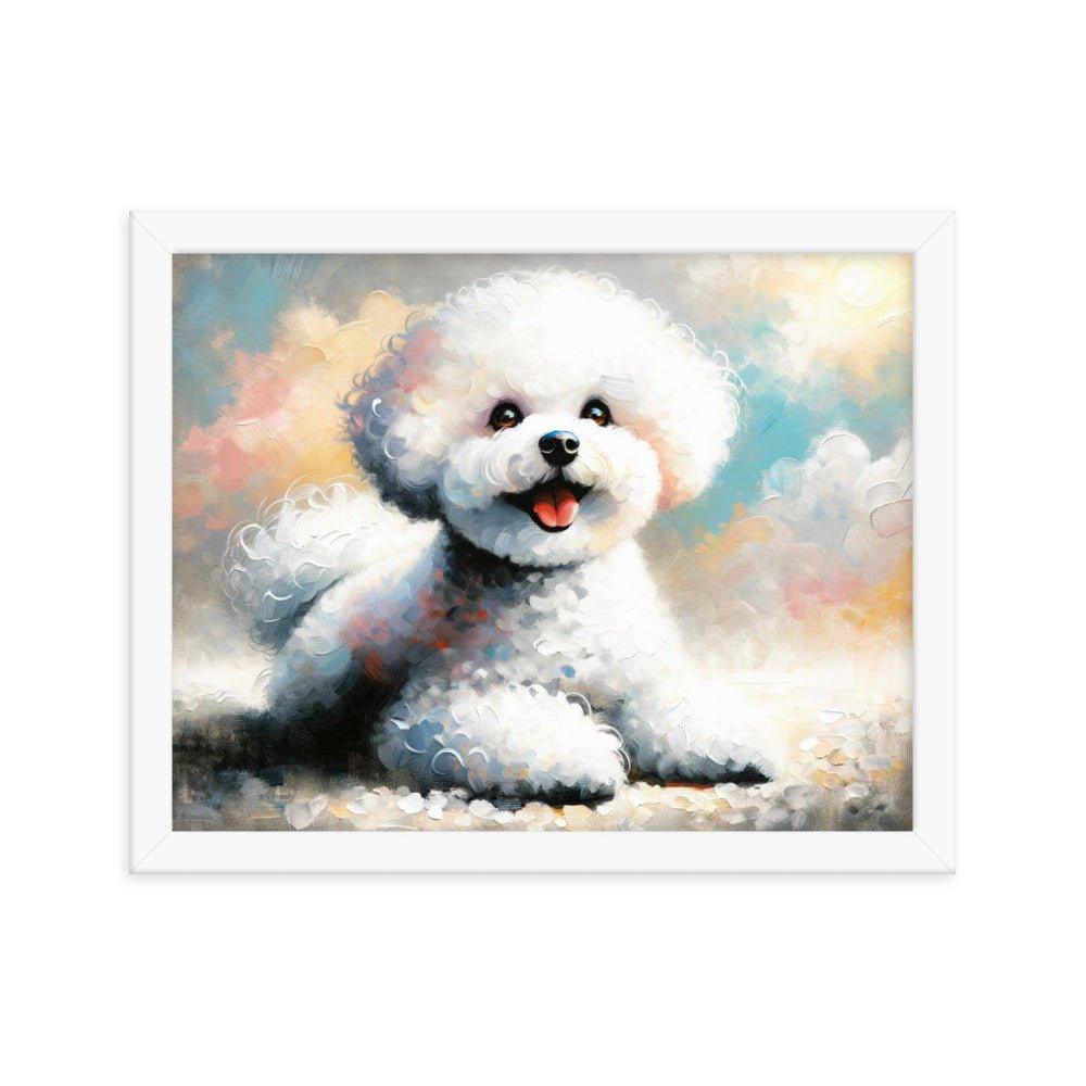 Bichon Frise Fluffy Charm Watercolor Style Framed Poster - Oh Posters