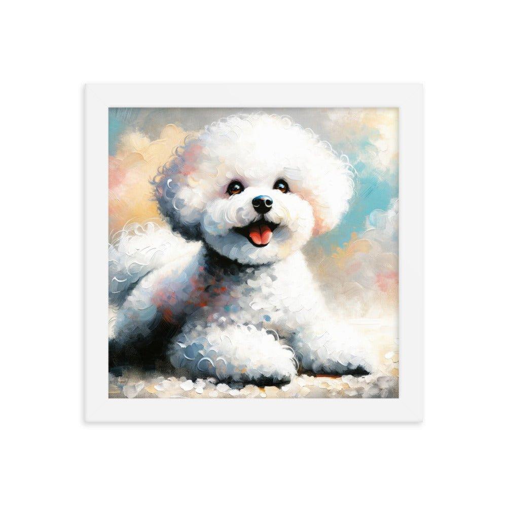 Bichon Frise Fluffy Charm Watercolor Style Framed Poster - Oh Posters