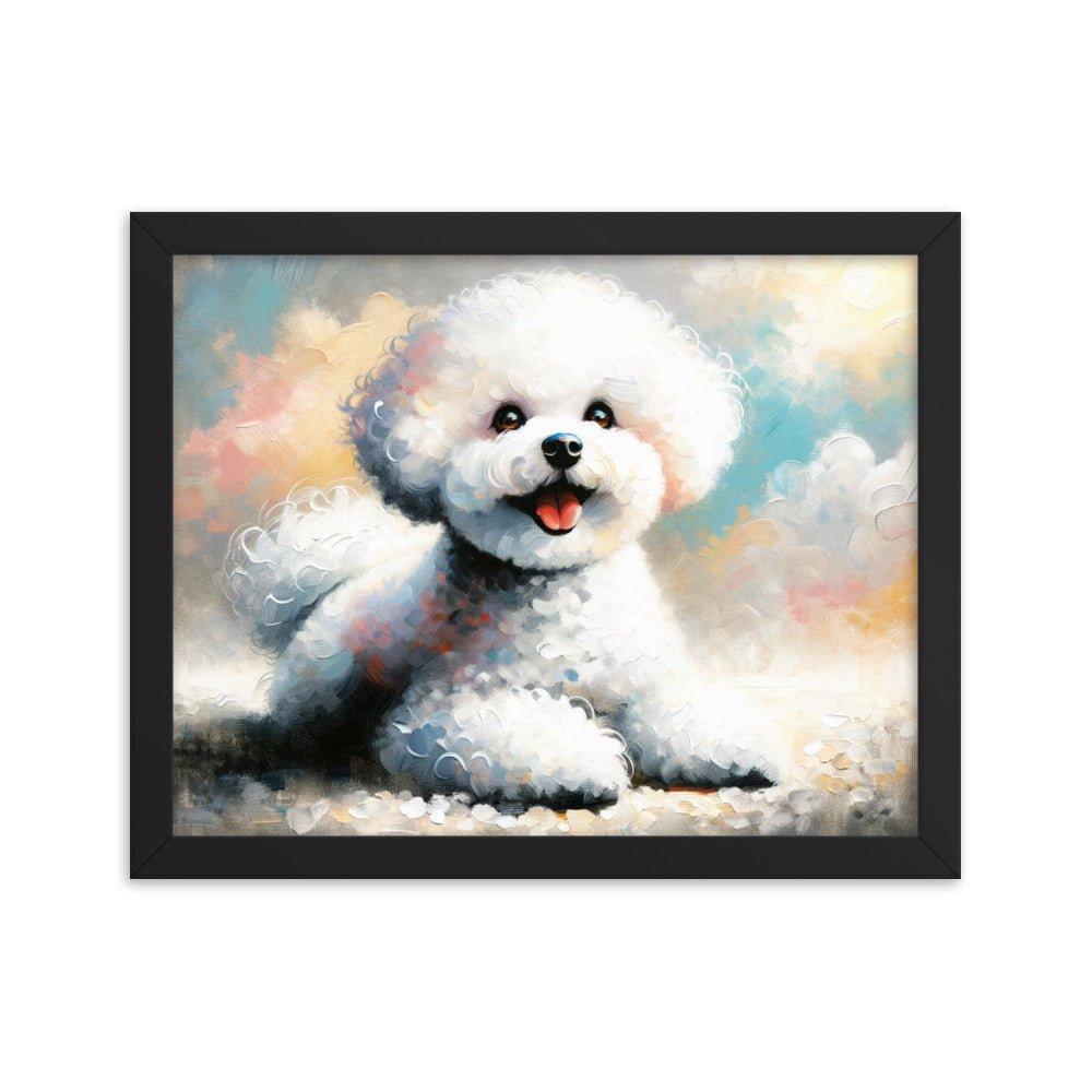 Bichon Frise Fluffy Charm Watercolor Style Framed Poster - Oh Posters