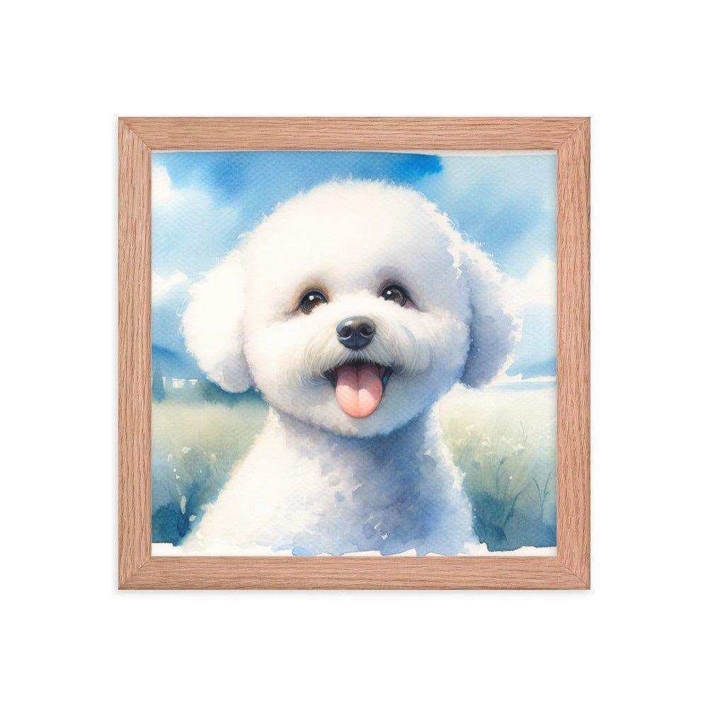 Bichon Frise Puppy Joyful Watercolor Scenery Framed Poster - Oh Posters