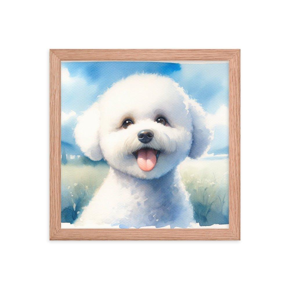 Bichon Frise Puppy Joyful Watercolor Scenery Framed Poster - Oh Posters