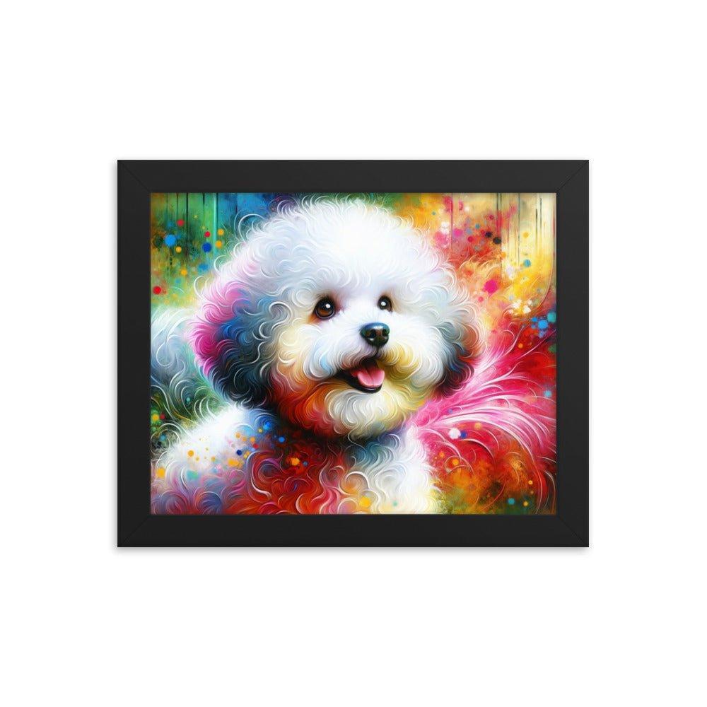 Bichon Frise Rainbow Hues Joyful Art Framed Poster - Oh Posters