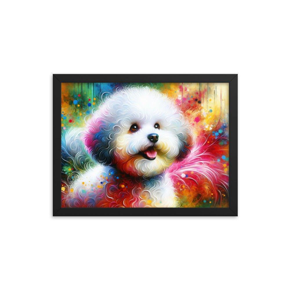 Bichon Frise Rainbow Hues Joyful Art Framed Poster - Oh Posters