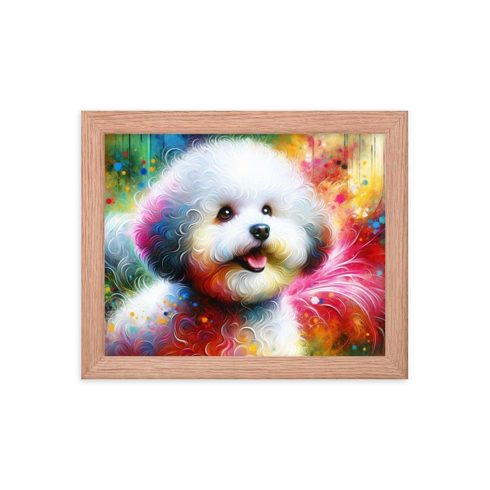 Bichon Frise Rainbow Hues Joyful Art Framed Poster - Oh Posters