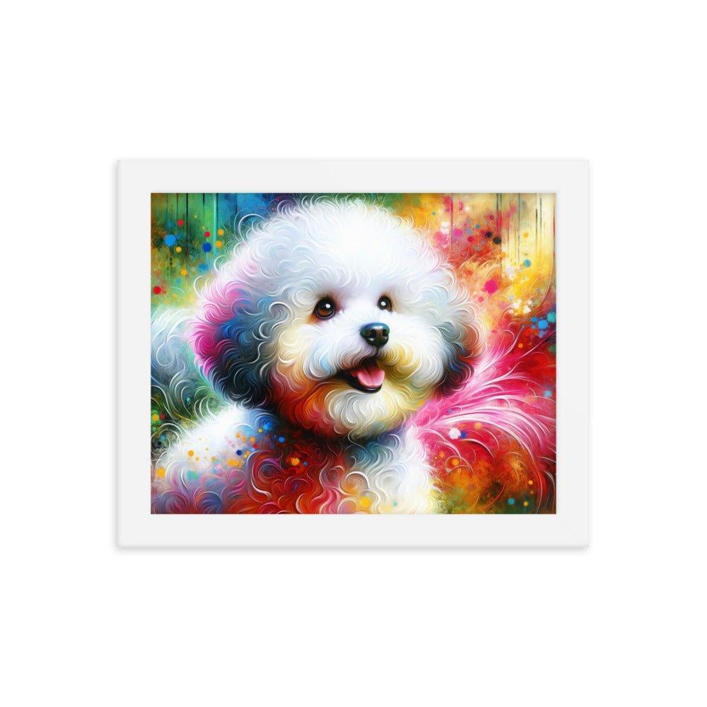 Bichon Frise Rainbow Hues Joyful Art Framed Poster - Oh Posters