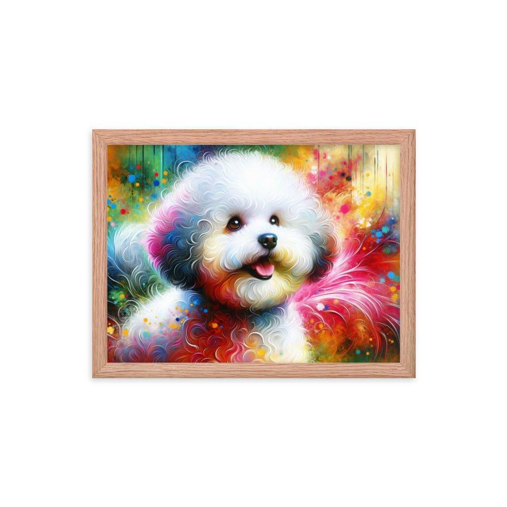 Bichon Frise Rainbow Hues Joyful Art Framed Poster - Oh Posters