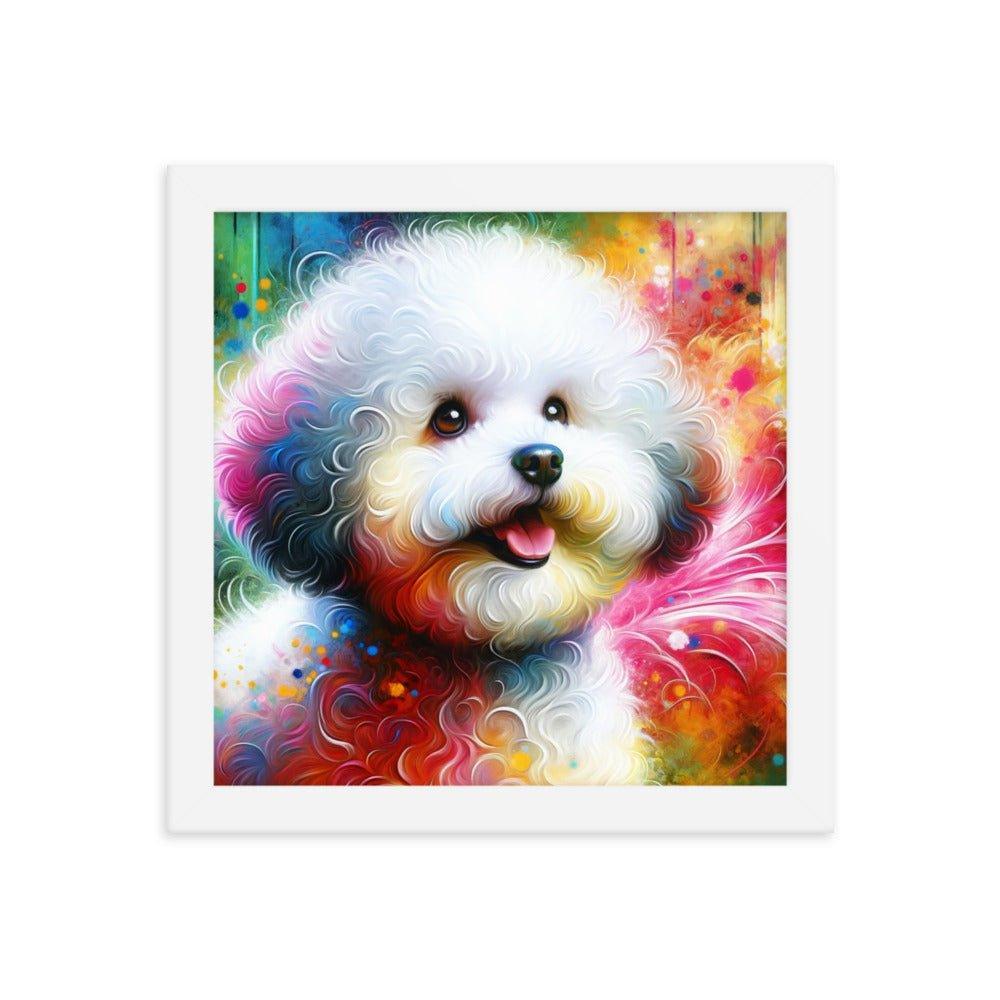 Bichon Frise Rainbow Hues Joyful Art Framed Poster - Oh Posters