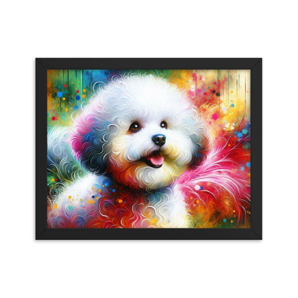 Bichon Frise Rainbow Hues Joyful Art Framed Poster - Oh Posters