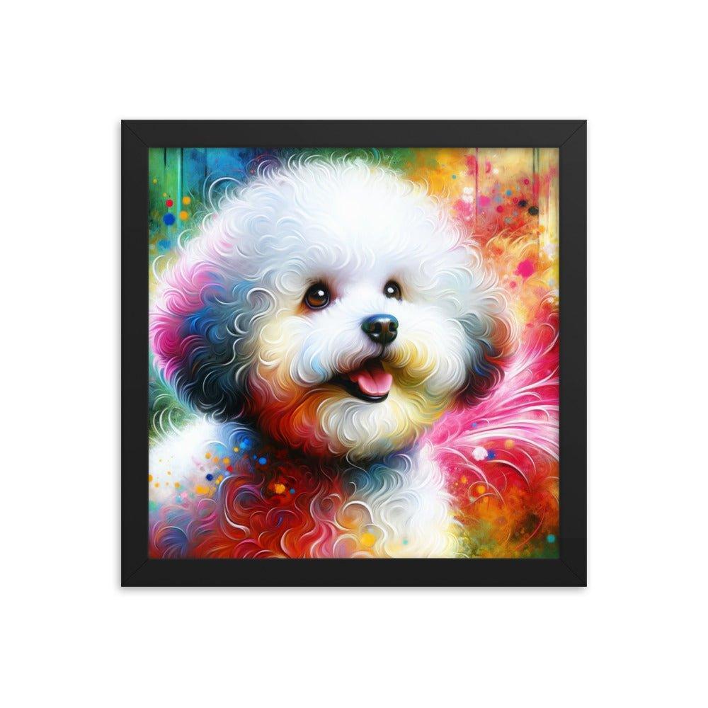 Bichon Frise Rainbow Hues Joyful Art Framed Poster - Oh Posters