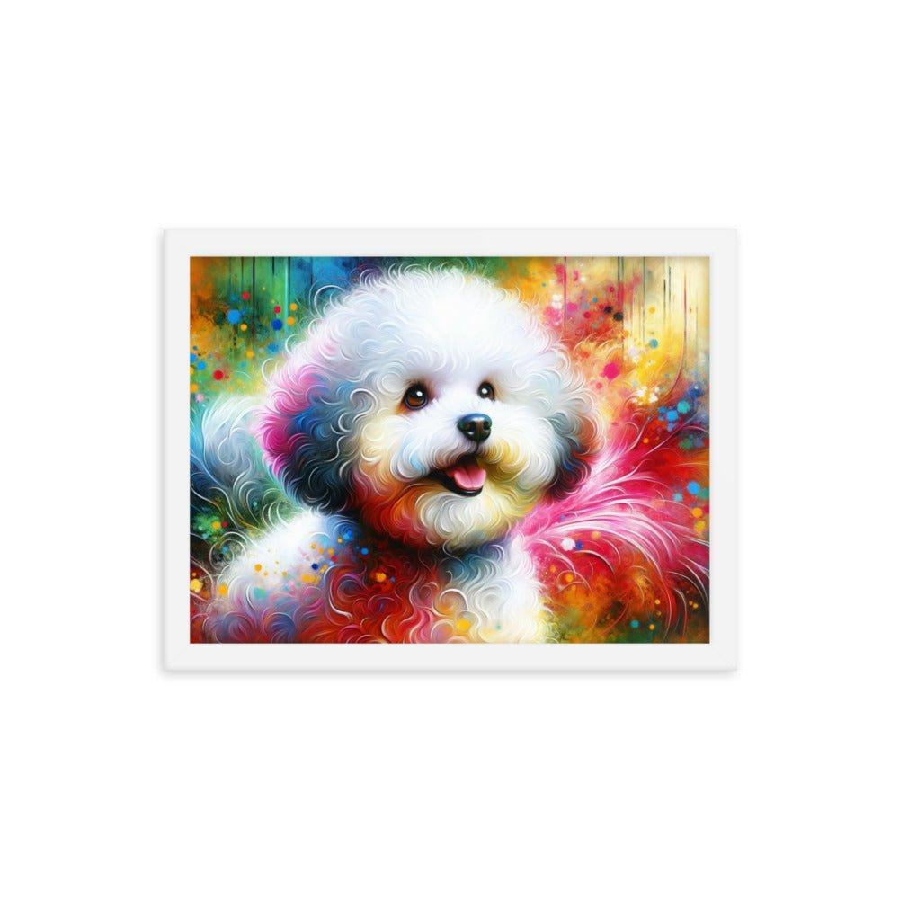 Bichon Frise Rainbow Hues Joyful Art Framed Poster - Oh Posters