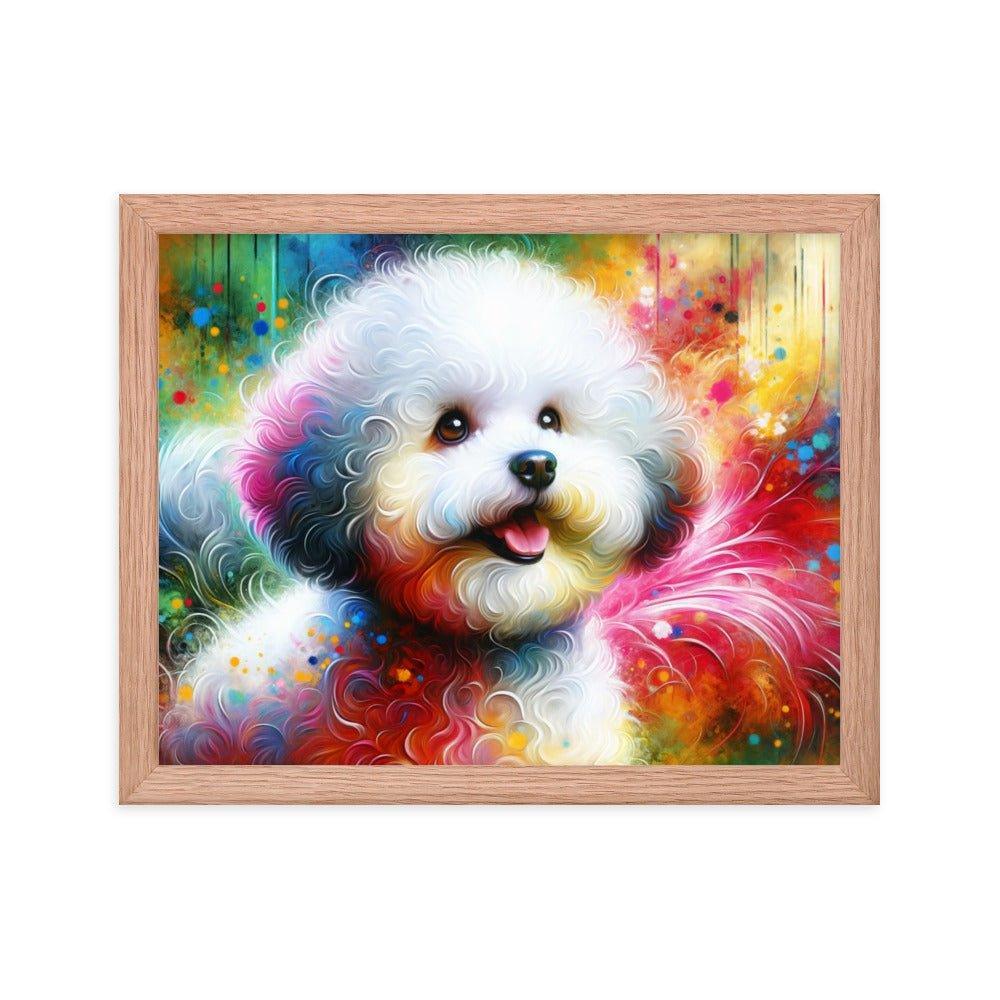 Bichon Frise Rainbow Hues Joyful Art Framed Poster - Oh Posters