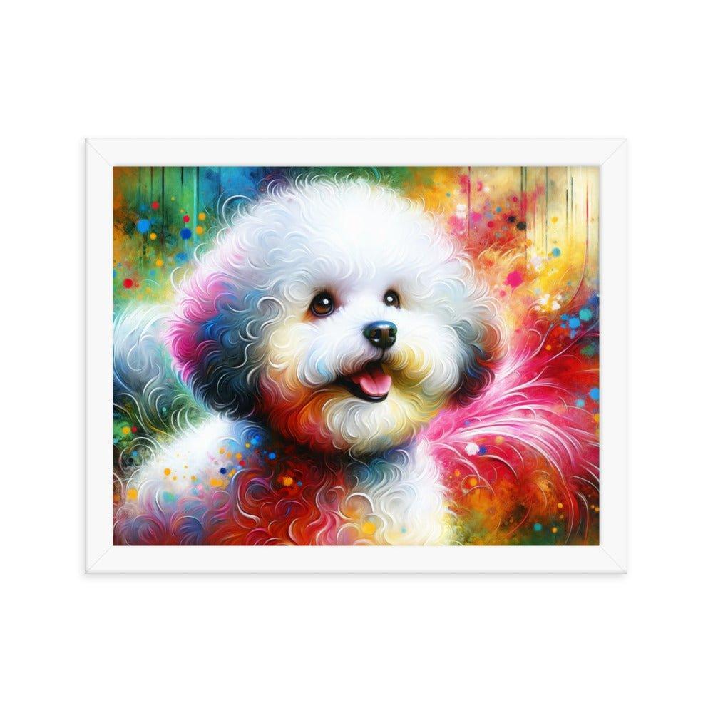 Bichon Frise Rainbow Hues Joyful Art Framed Poster - Oh Posters