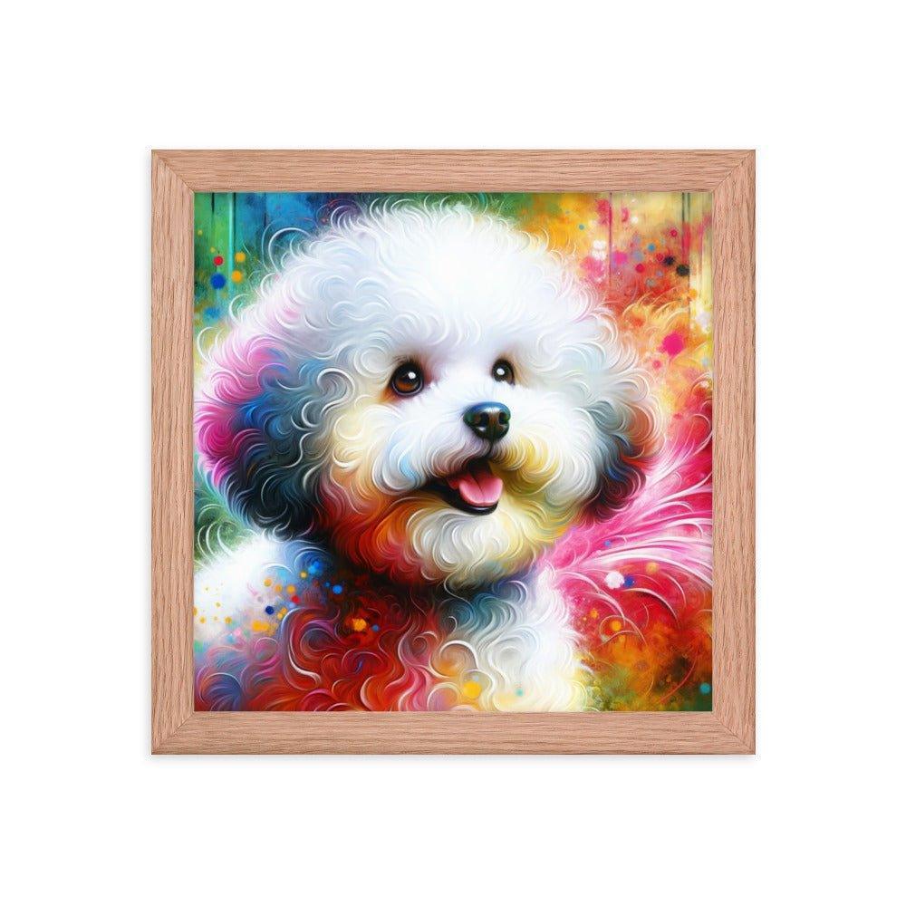 Bichon Frise Rainbow Hues Joyful Art Framed Poster - Oh Posters