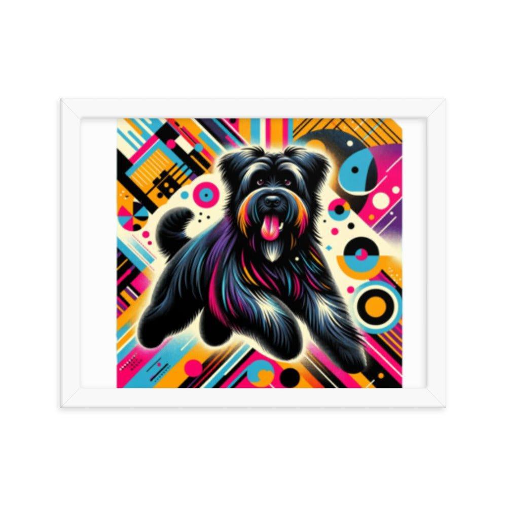 Black Briard Dynamic Pop Art with Bold Funky Background Framed Poster - Oh Posters