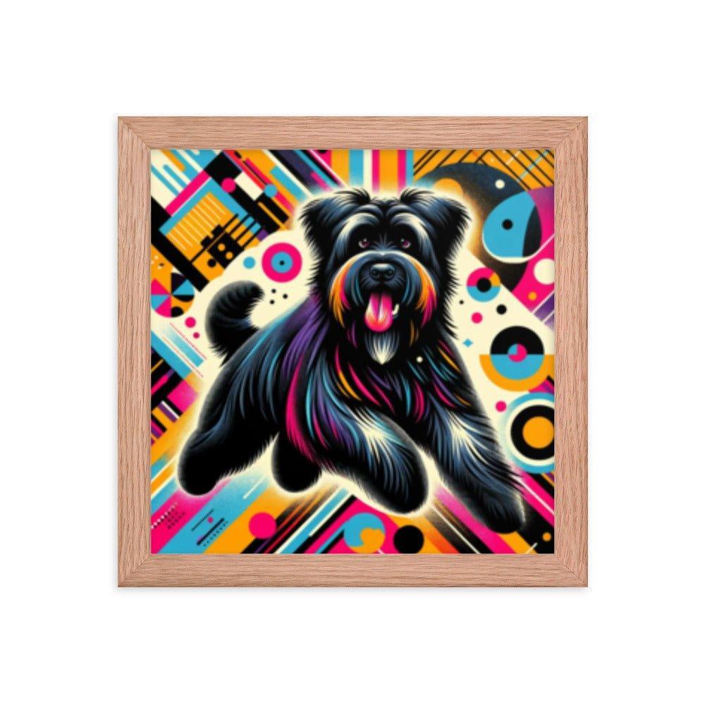 Black Briard Dynamic Pop Art with Bold Funky Background Framed Poster - Oh Posters