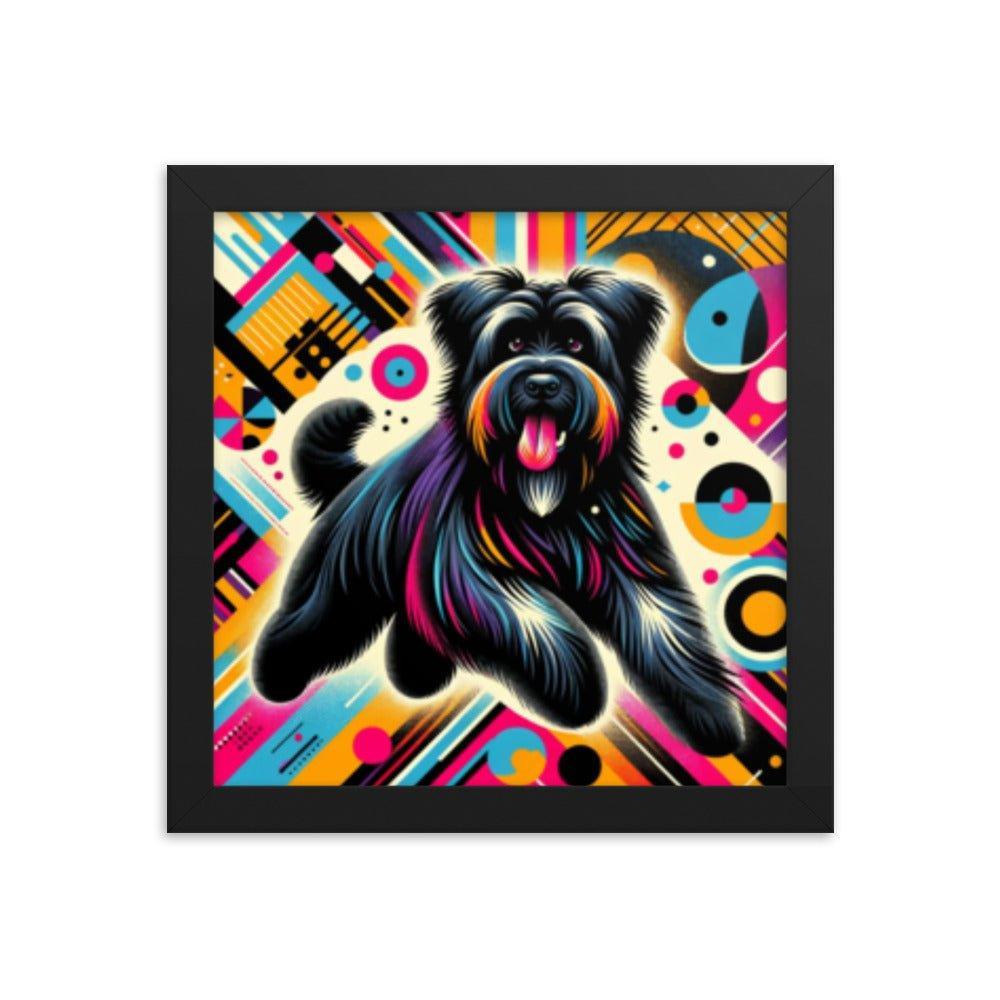 Black Briard Dynamic Pop Art with Bold Funky Background Framed Poster - Oh Posters