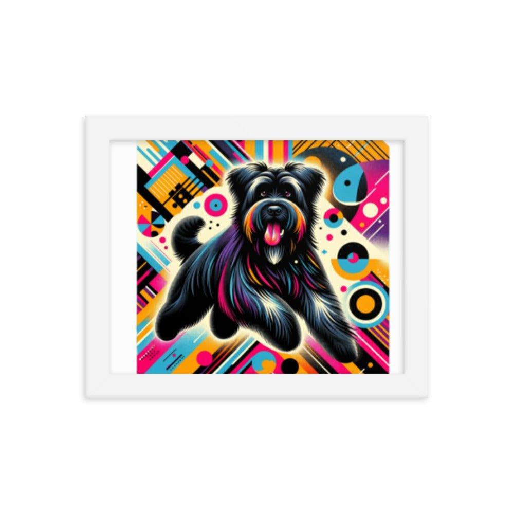 Black Briard Dynamic Pop Art with Bold Funky Background Framed Poster - Oh Posters