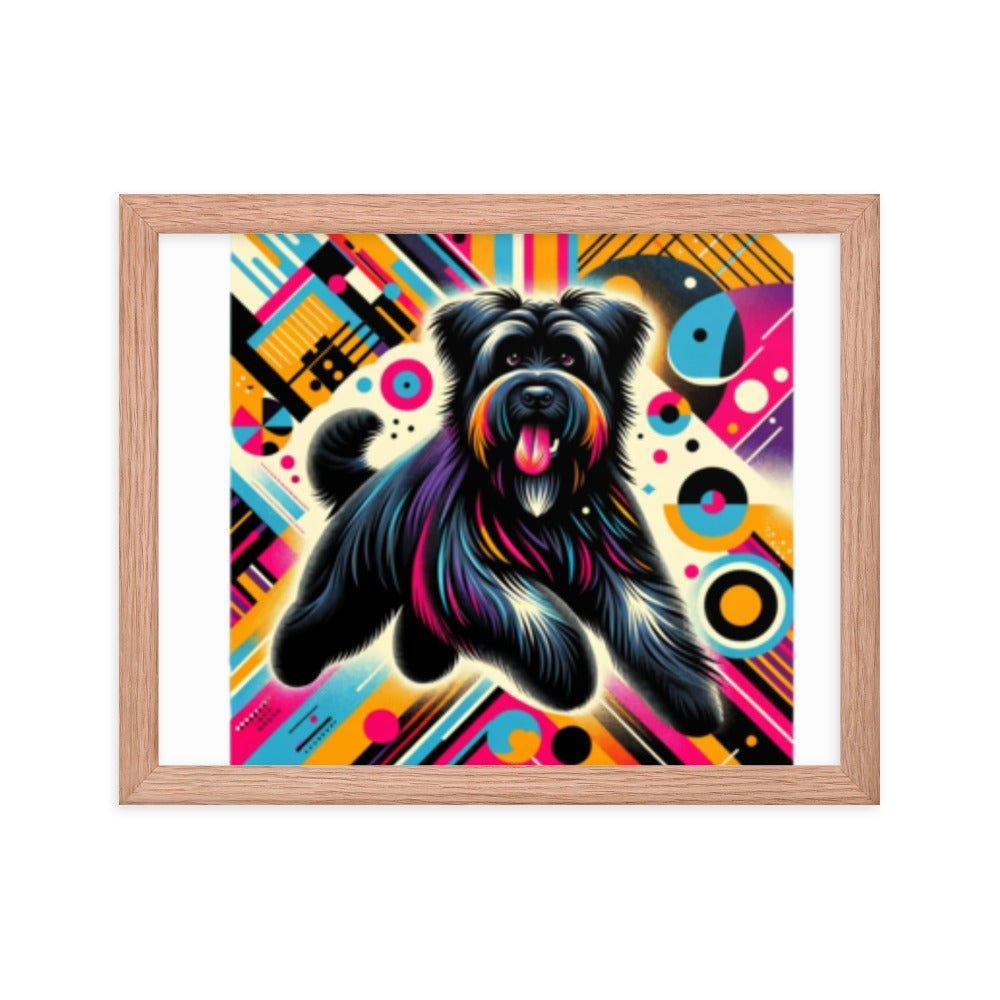 Black Briard Dynamic Pop Art with Bold Funky Background Framed Poster - Oh Posters