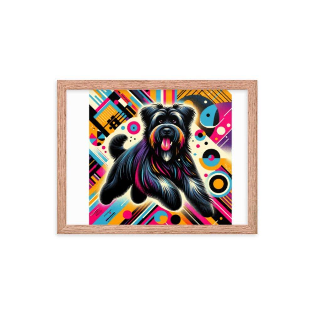 Black Briard Dynamic Pop Art with Bold Funky Background Framed Poster - Oh Posters