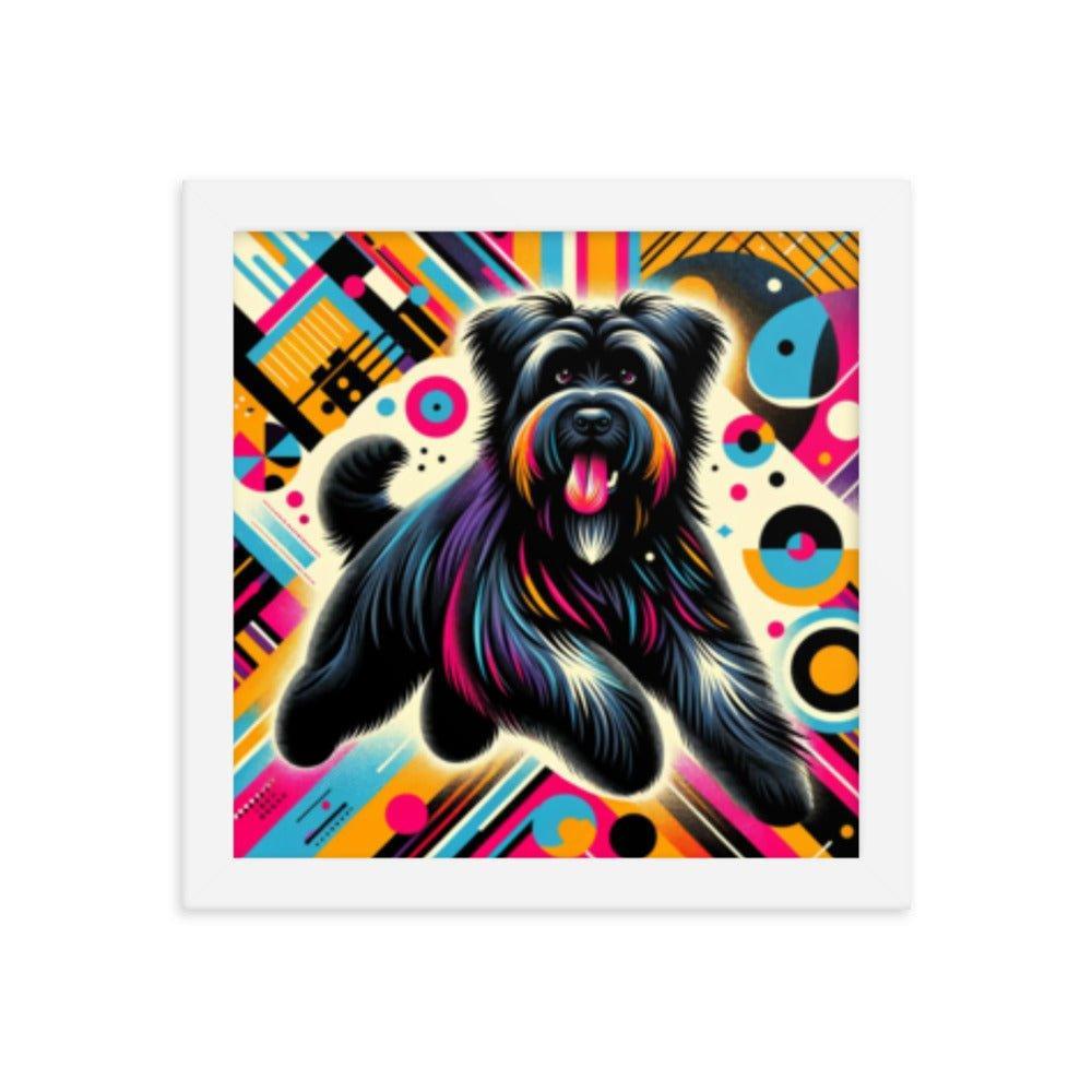 Black Briard Dynamic Pop Art with Bold Funky Background Framed Poster - Oh Posters