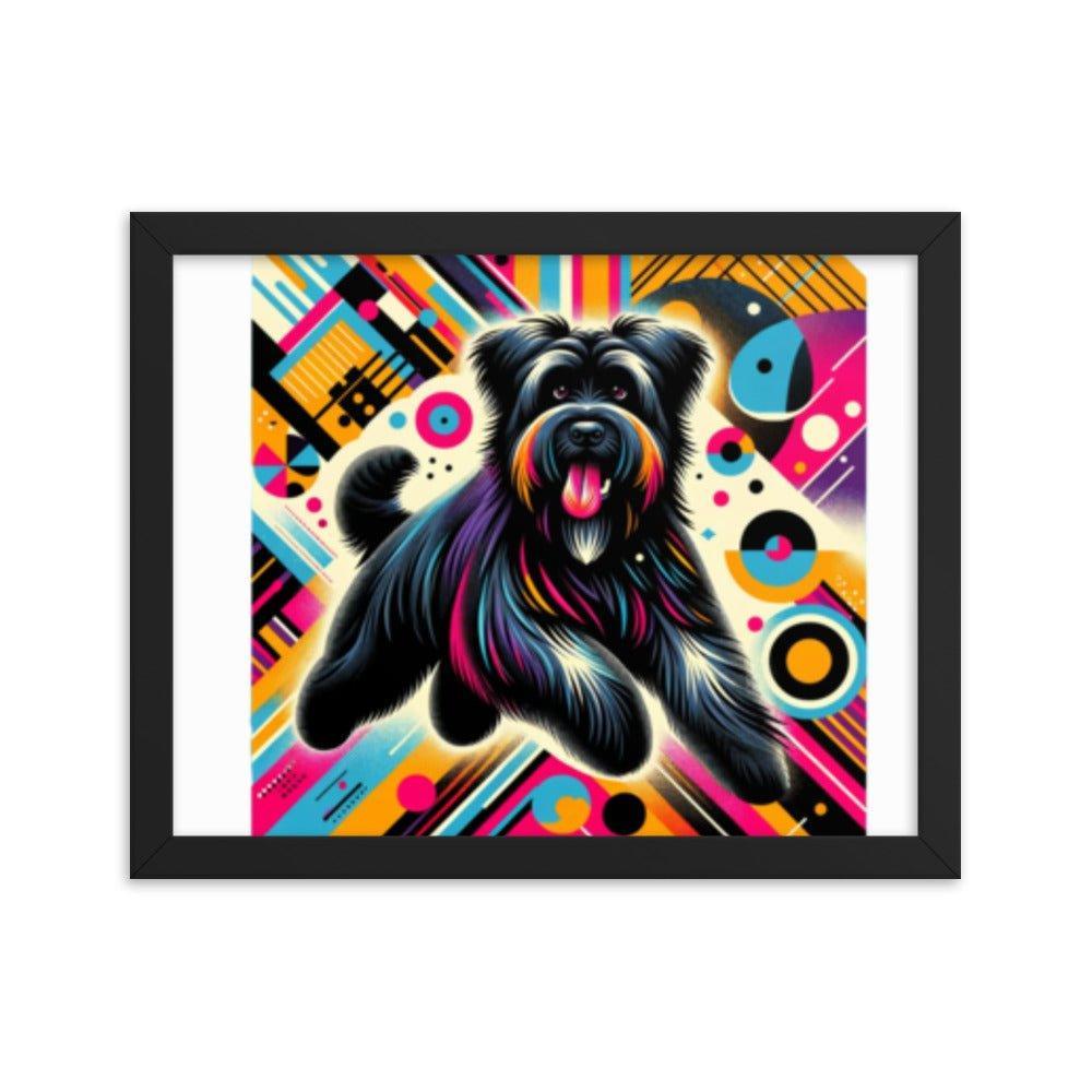 Black Briard Dynamic Pop Art with Bold Funky Background Framed Poster - Oh Posters