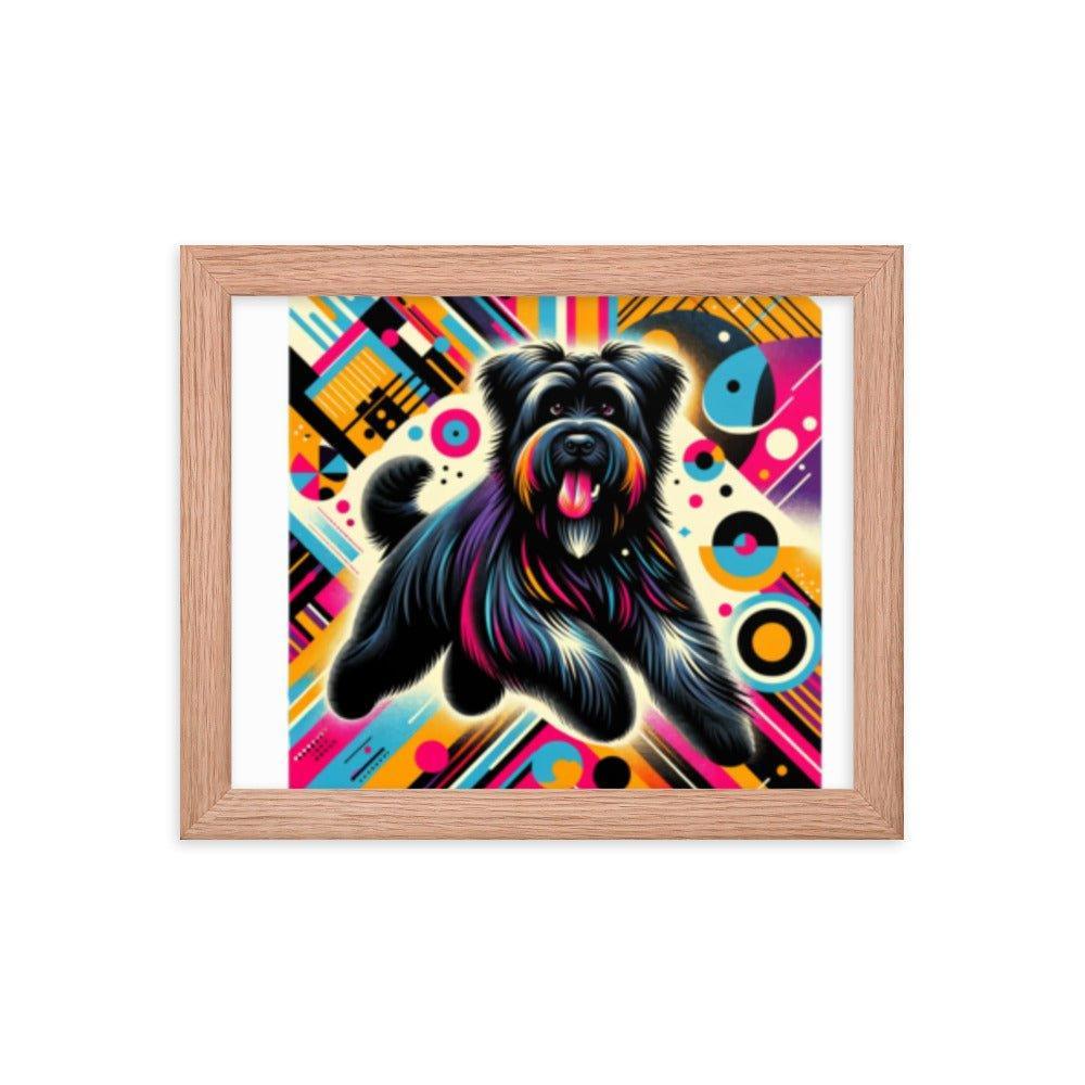 Black Briard Dynamic Pop Art with Bold Funky Background Framed Poster - Oh Posters