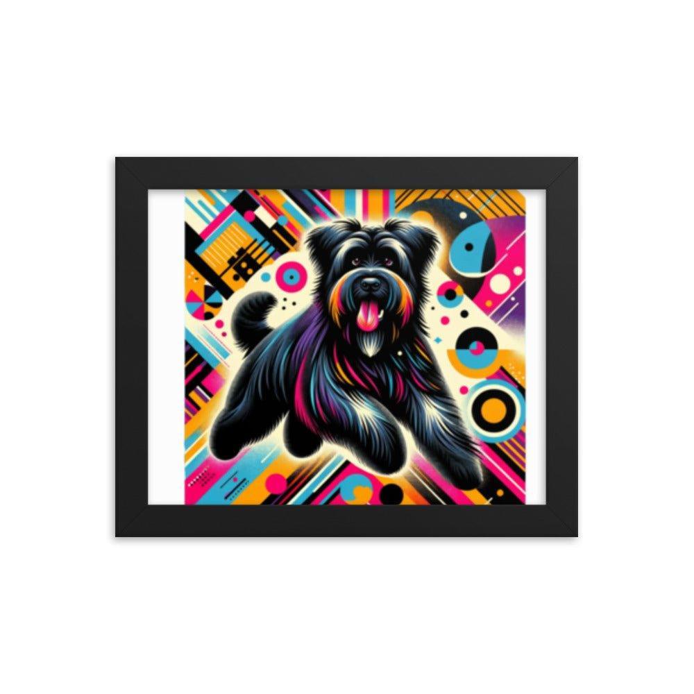 Black Briard Dynamic Pop Art with Bold Funky Background Framed Poster - Oh Posters