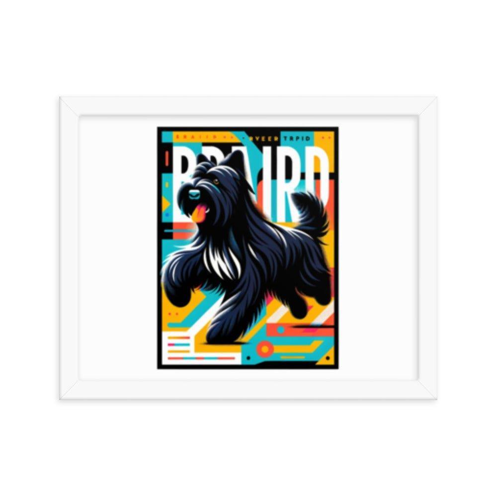 Black Briard Fun in Bright Geometric Style with Playful Typography Framed Poster - Oh Posters