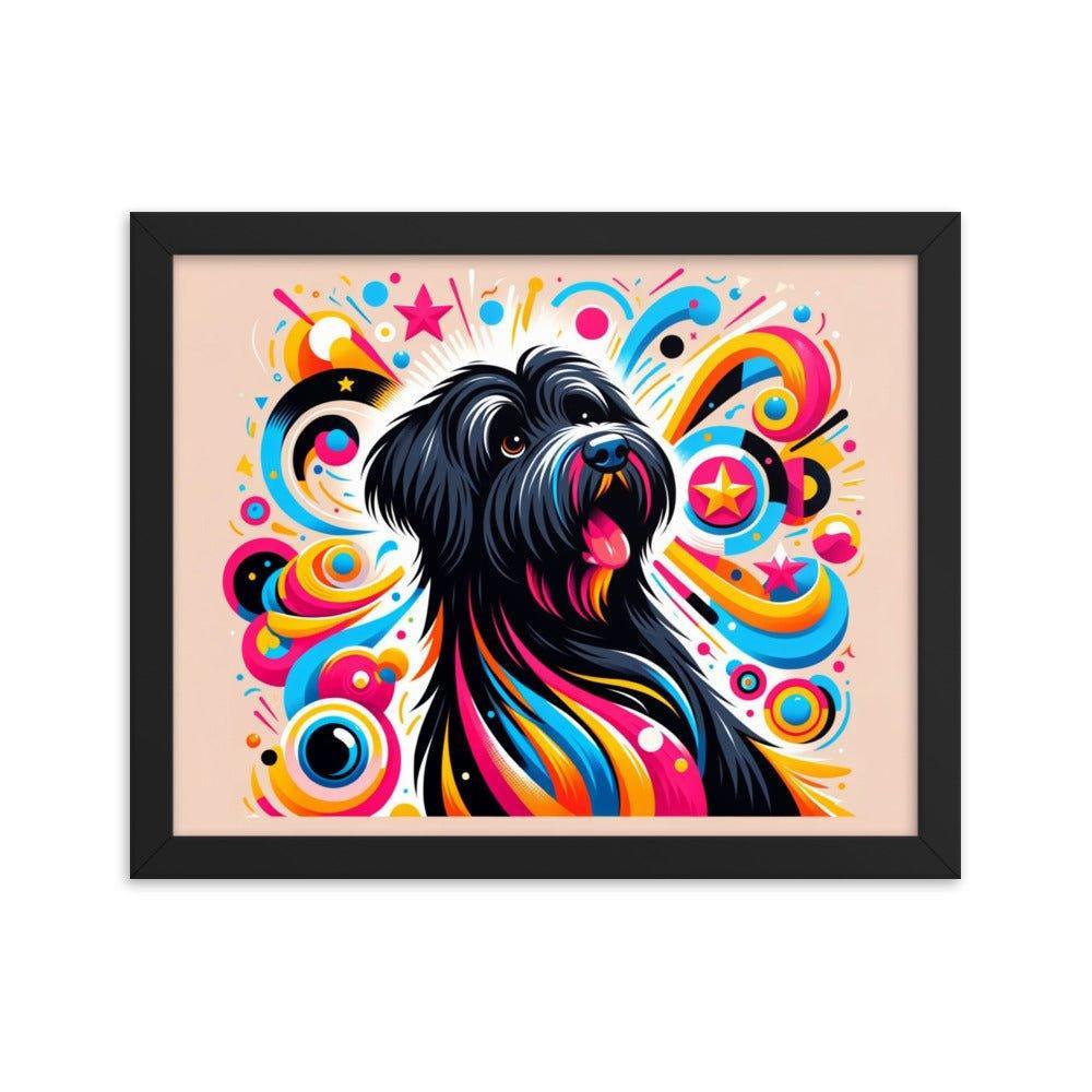 Black Briard Playful Art with Vibrant Graphics Framed Poster - Oh Posters