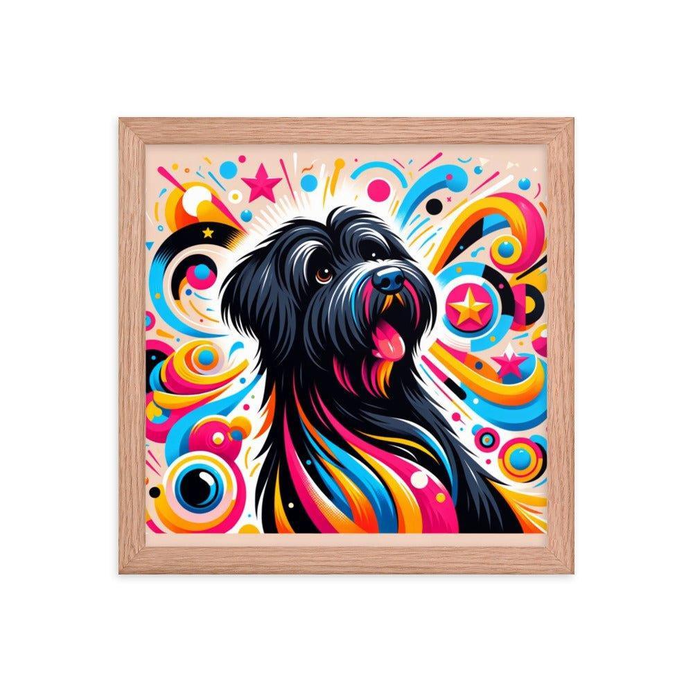 Black Briard Playful Art with Vibrant Graphics Framed Poster - Oh Posters