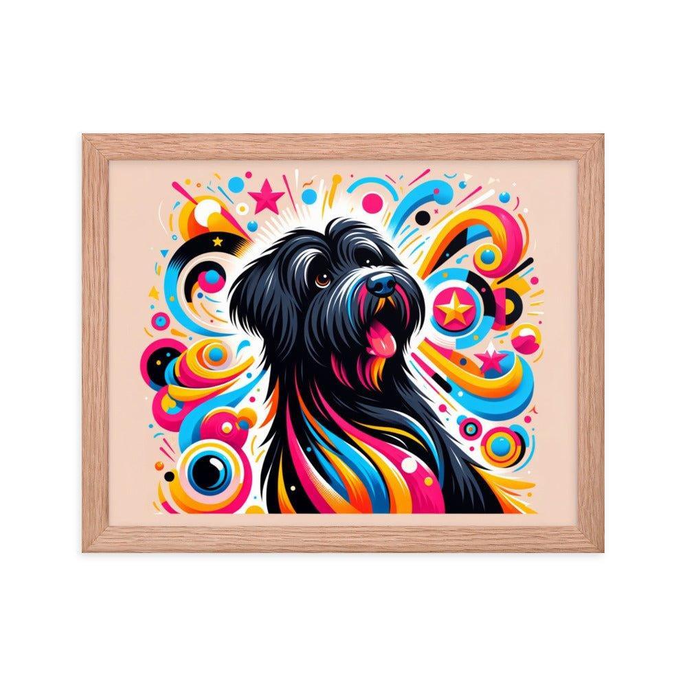 Black Briard Playful Art with Vibrant Graphics Framed Poster - Oh Posters