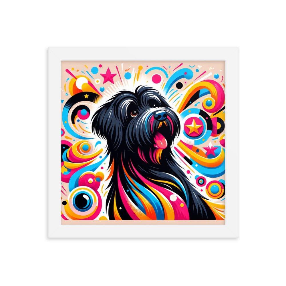 Black Briard Playful Art with Vibrant Graphics Framed Poster - Oh Posters