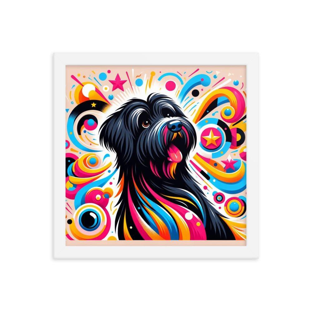 Black Briard Playful Art with Vibrant Graphics Framed Poster - Oh Posters