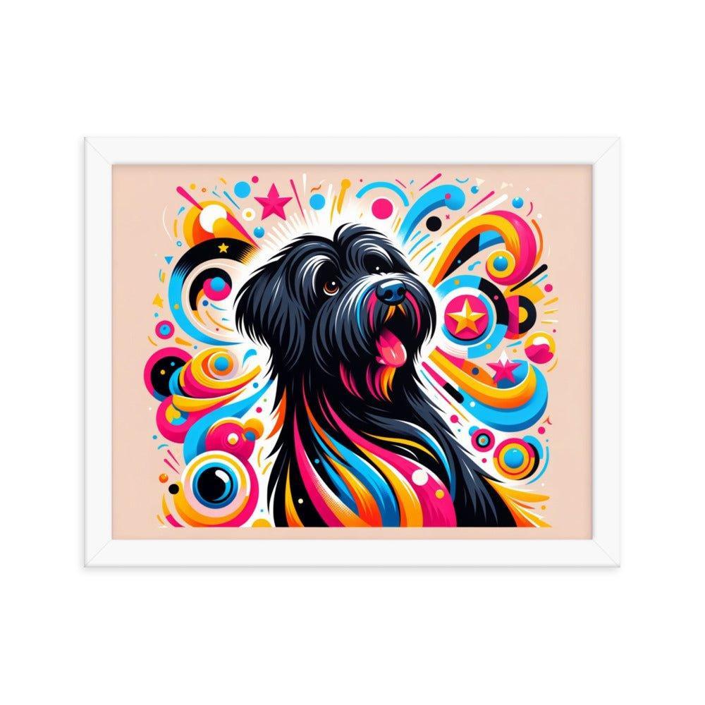 Black Briard Playful Art with Vibrant Graphics Framed Poster - Oh Posters