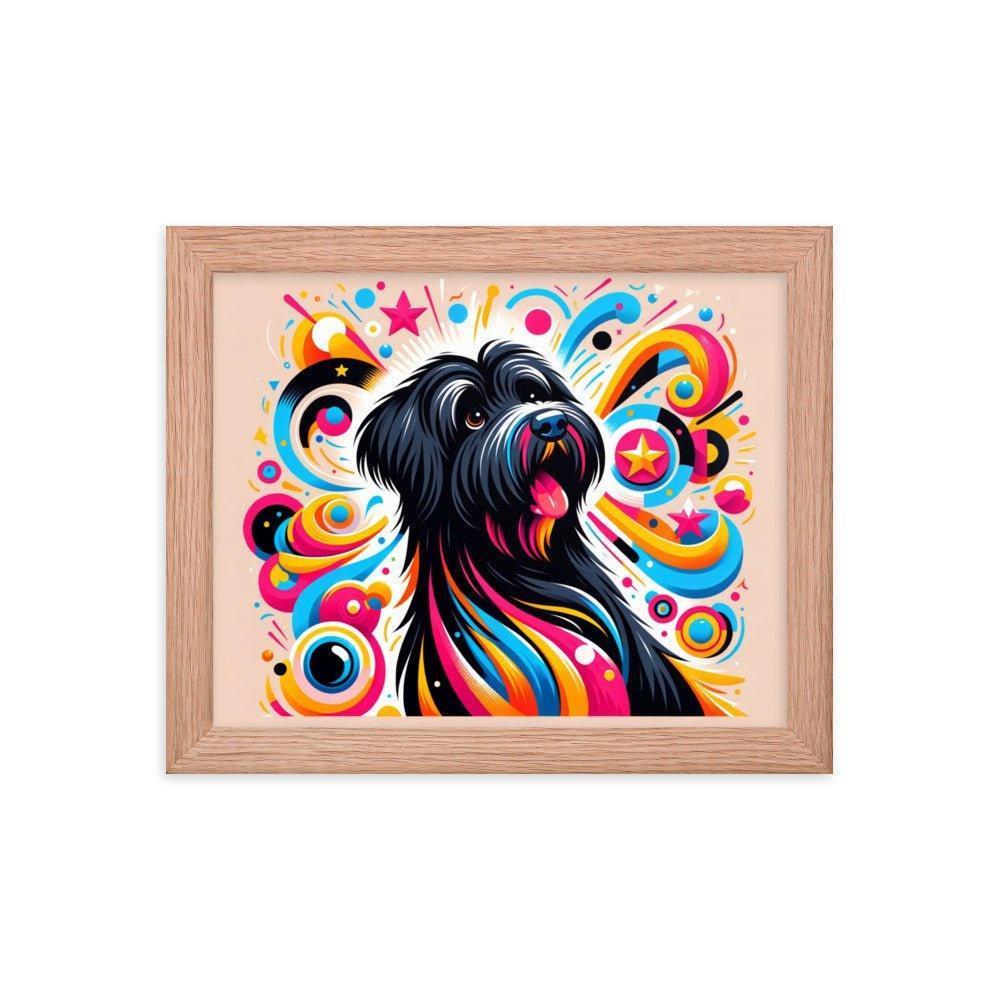 Black Briard Playful Art with Vibrant Graphics Framed Poster - Oh Posters