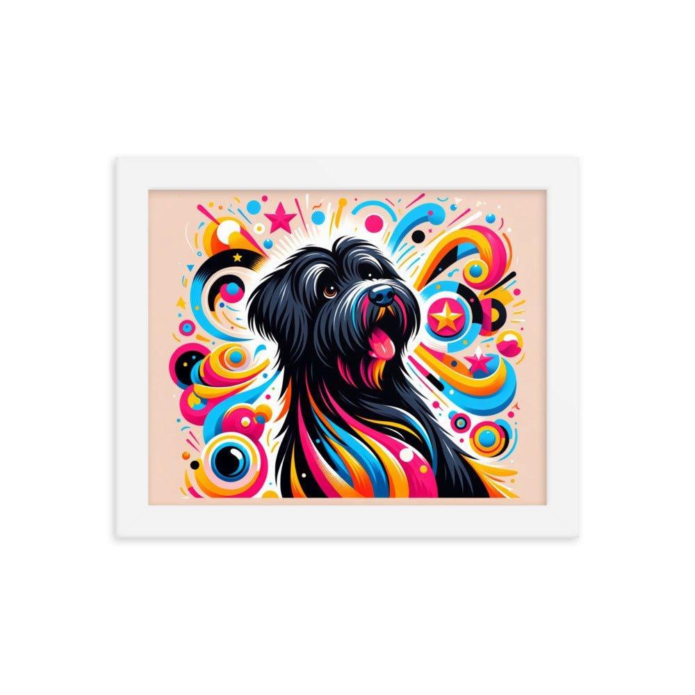 Black Briard Playful Art with Vibrant Graphics Framed Poster - Oh Posters