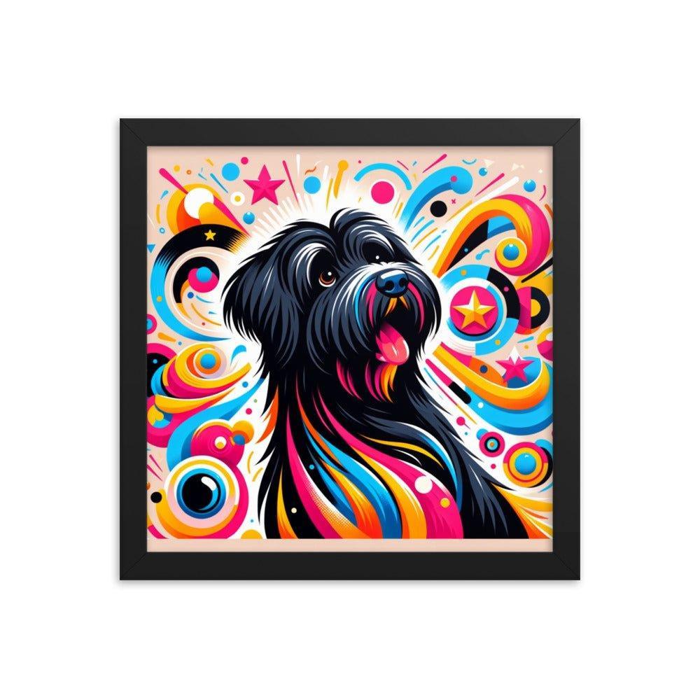 Black Briard Playful Art with Vibrant Graphics Framed Poster - Oh Posters